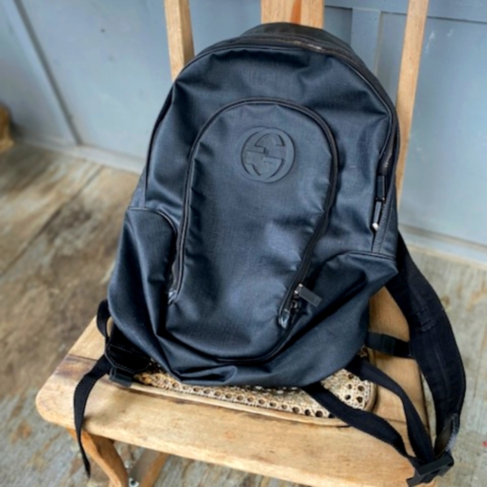 Men's Black Gucci Interlocking Backpack
